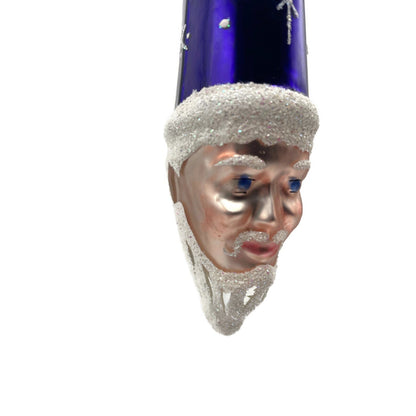 Patricia Breen Winter Wizard Purple Santa Head Snowflakes Christmas Ornament