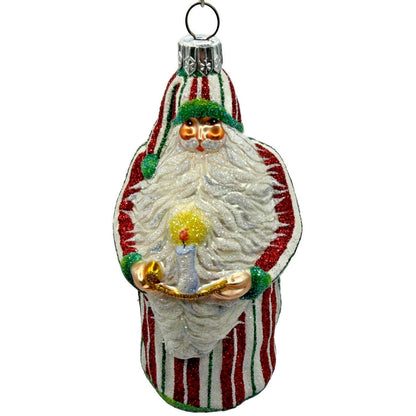 Patricia Breen Light A Single Candle Striped Santa Claus Christmas Tree Ornament