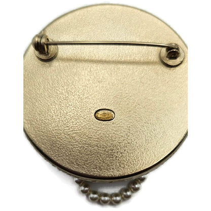 Coco Chanel Feministe Mais Feminine Brooch Pearl Gold Tone Pin Rare with Box