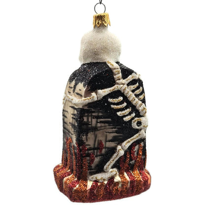 Larry Fraga Graveyard Marker Skeleton Glass Halloween Christmas Ornament 5961
