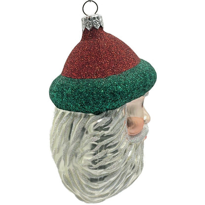 Patricia Breen Blow Ye Winds Red Green Trim Santa Head Christmas Tree Ornament