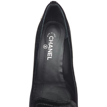 Chanel Velvet Lion Loafers Black Coco EU Size 40 US Size 10 with Box 2 Dust Bags