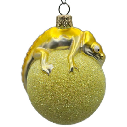 Patricia Breen Chameleon Yellow Glittered Spring Christmas Holiday Tree Ornament