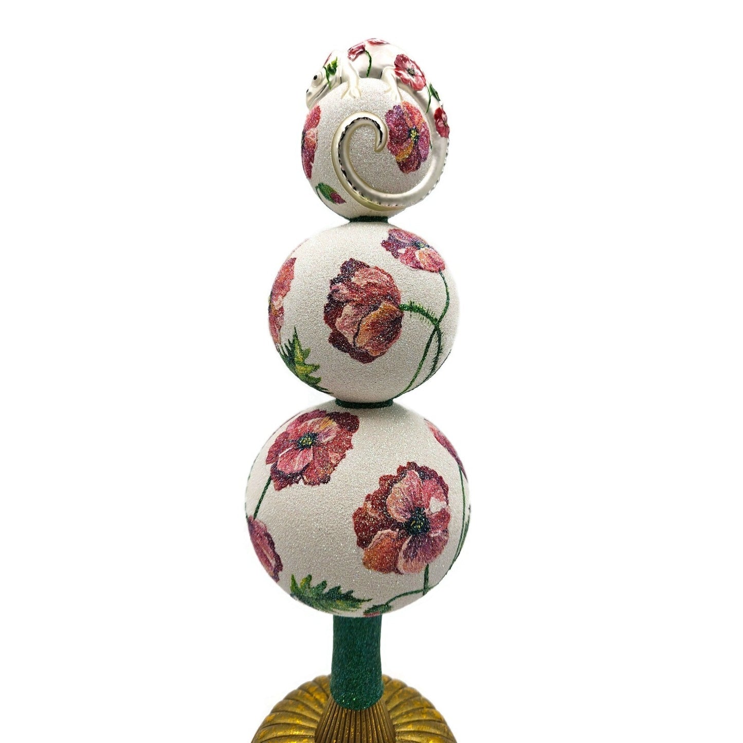 Patricia Breen Chameleon Finial Poppies Spring Christmas Holiday Tree Topper