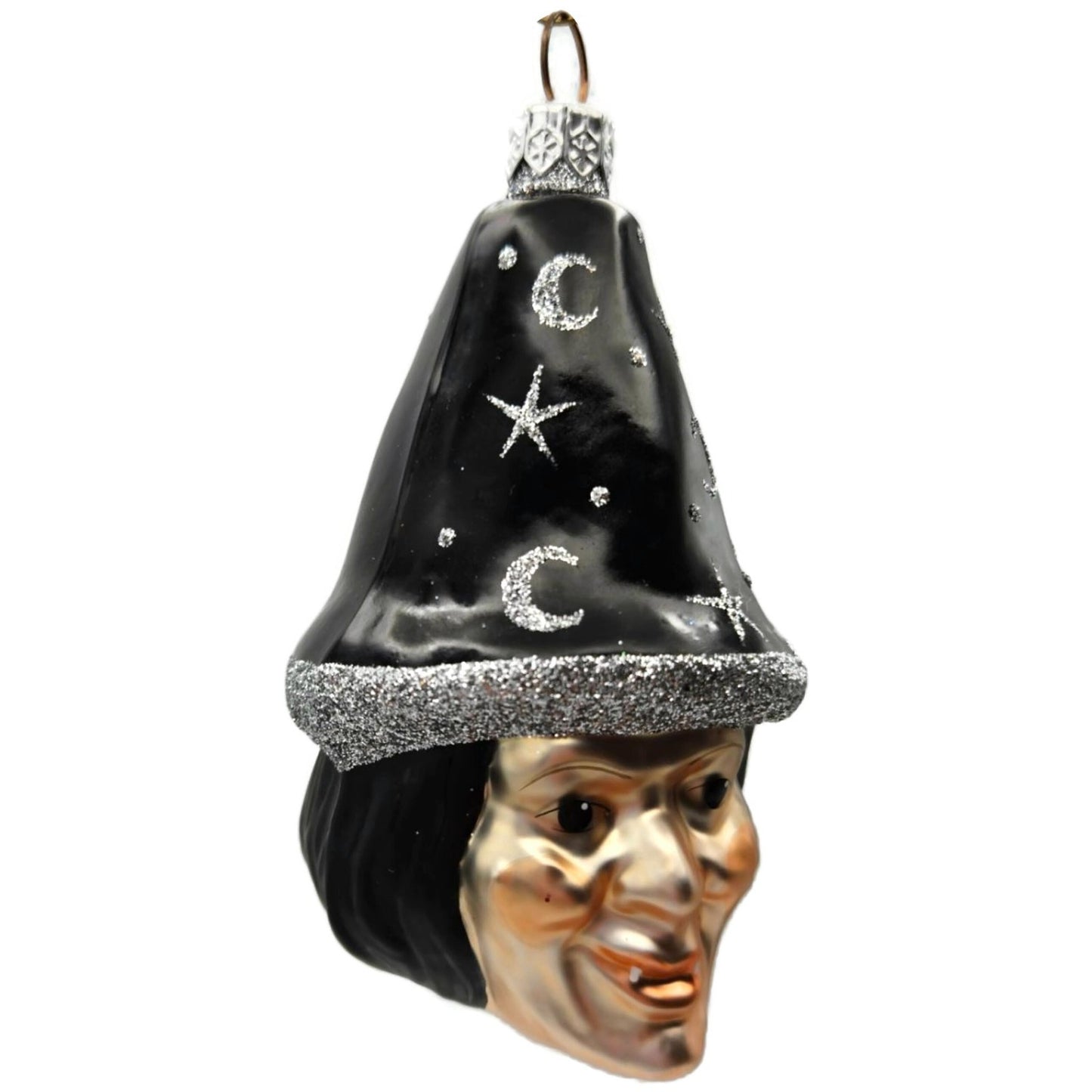 Patricia Breen Witch Hazel Black Hat Silver Moon Stars Halloween Ornament CO