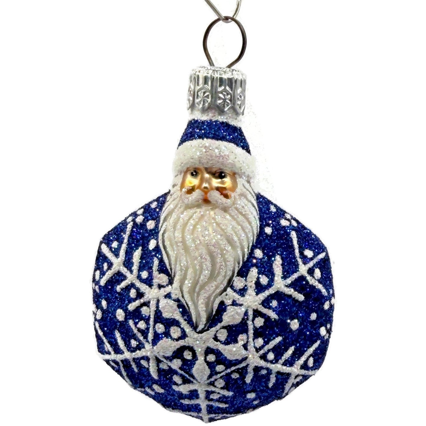 Patricia Breen Snowflake Noel Blue Santa Claus Hexagon Christmas Ornament 2257