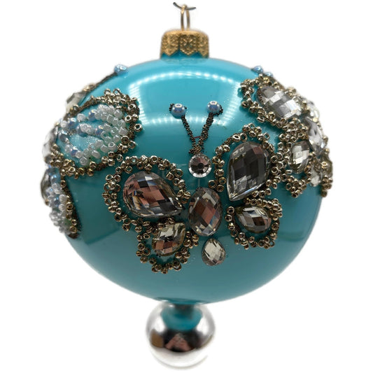 Heartfully Yours Butterfly Hanging on the Summer Sky Blue Christmas Ornament