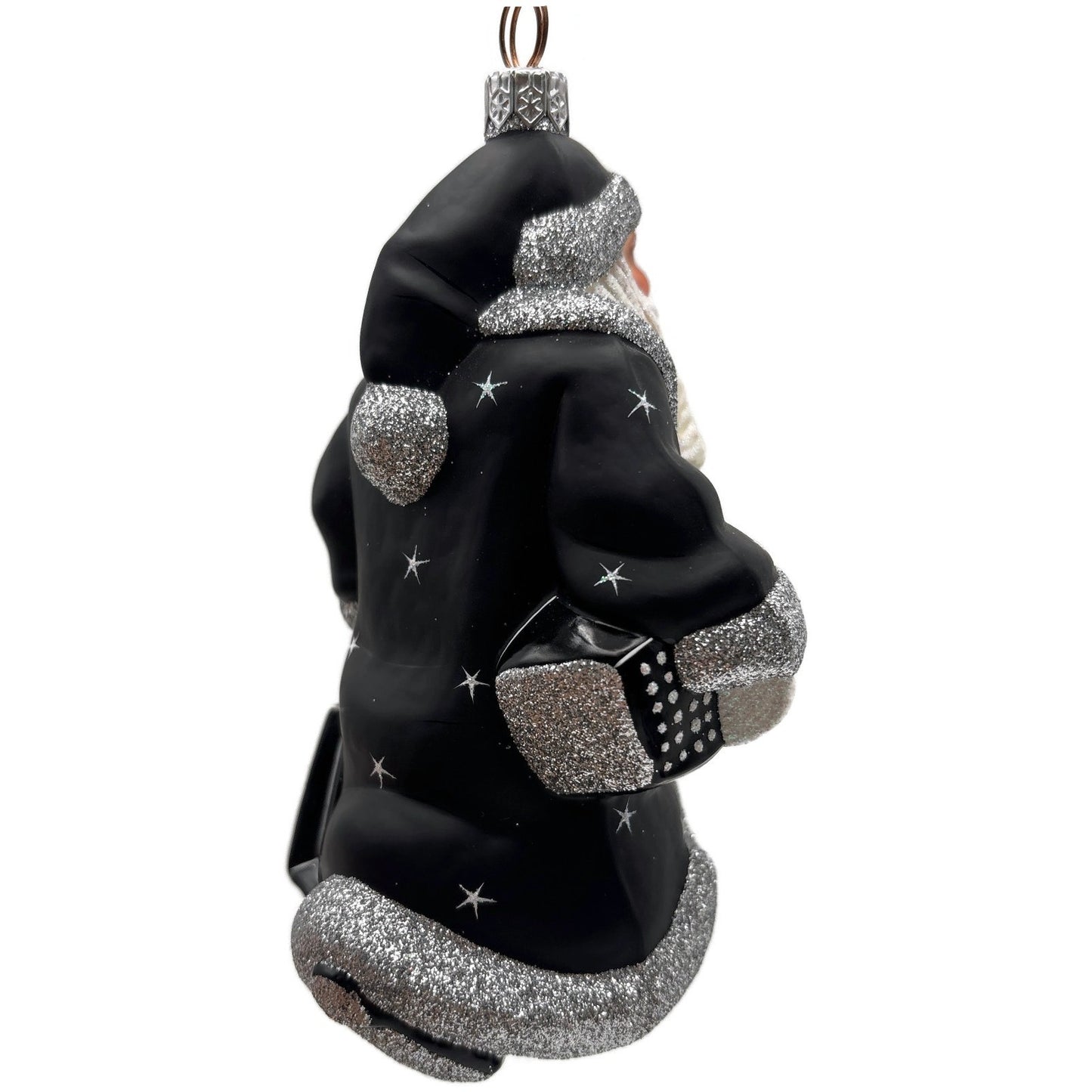 Patricia Breen City Santa Midnight Black Silver Stars Christmas Tree Ornament