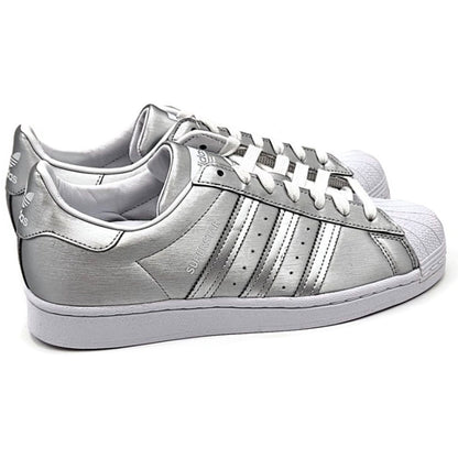 Adidas Superstar Silver Metallic Leather Shoes Ladies Size 9 Shell Toe FY1155