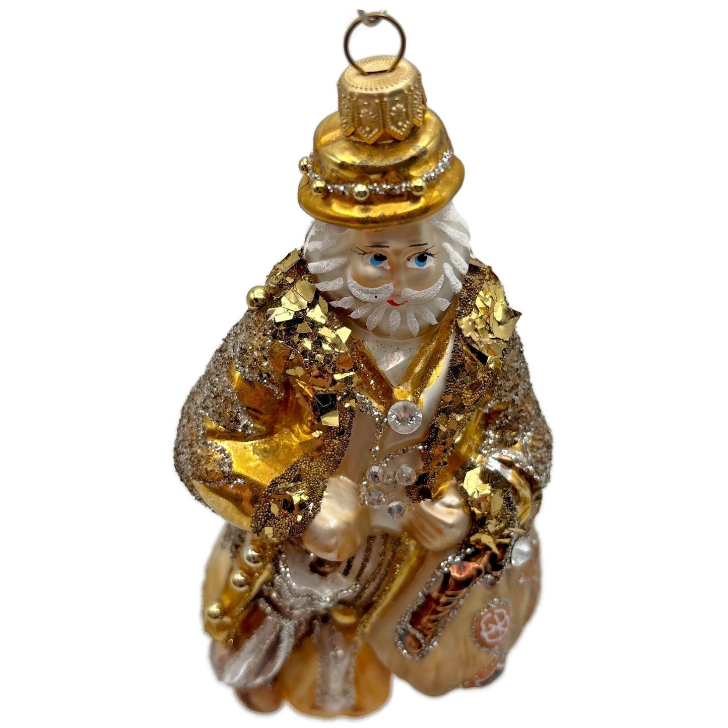 Heartfully Yours Old English Santa Claus Gold Jeweled Christmas Tree Ornament