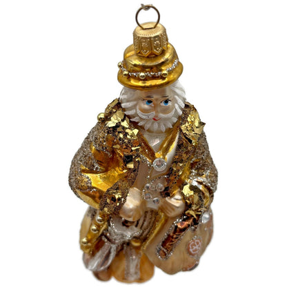 Heartfully Yours Old English Santa Claus Gold Jeweled Christmas Tree Ornament