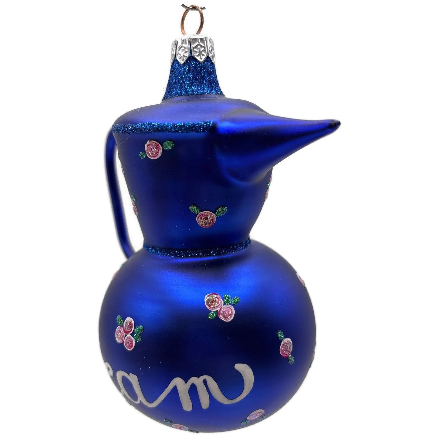 Patricia Breen Sweet Cream Cobalt Blue Pink Flowers Spring Christmas Ornament