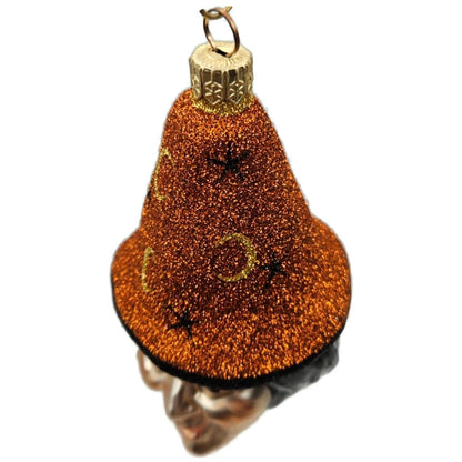 Patricia Breen Witch Hazel Orange Glitter Hat Moon Halloween Christmas Ornament