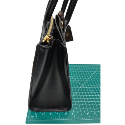 Louis Vuitton City Steamer MM Handbag M55433 Black Calfskin Monogram Stripe Bag