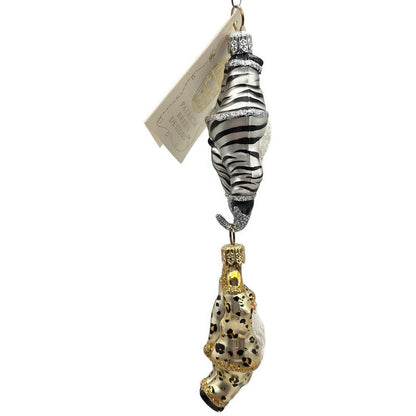 Patricia Breen Cirque De Nicoud Linked Santa Leopard Zebra Christmas Ornament
