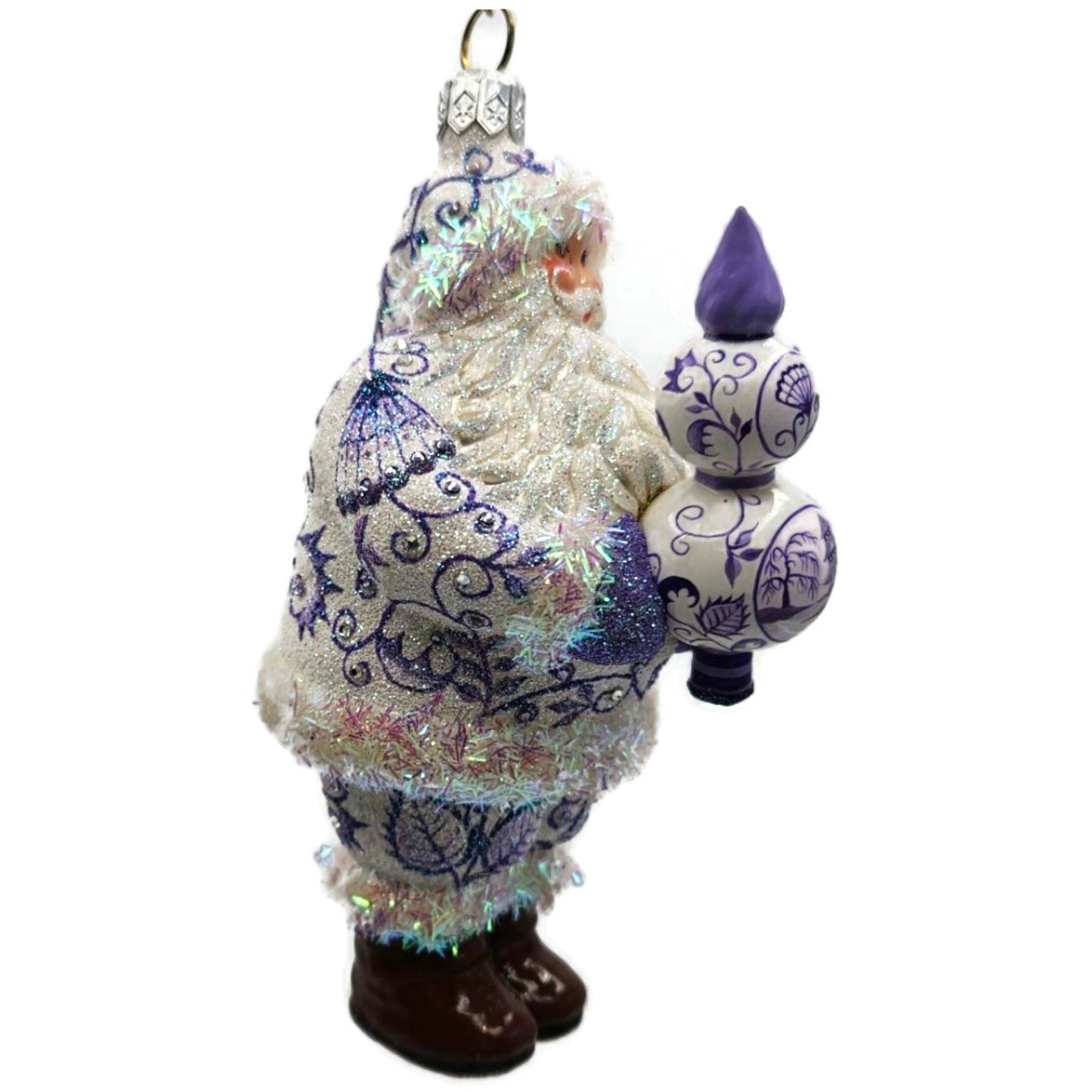 Patricia Breen Crowning Glory Chinoiserie Lavender Santa Christmas Ornament 2814