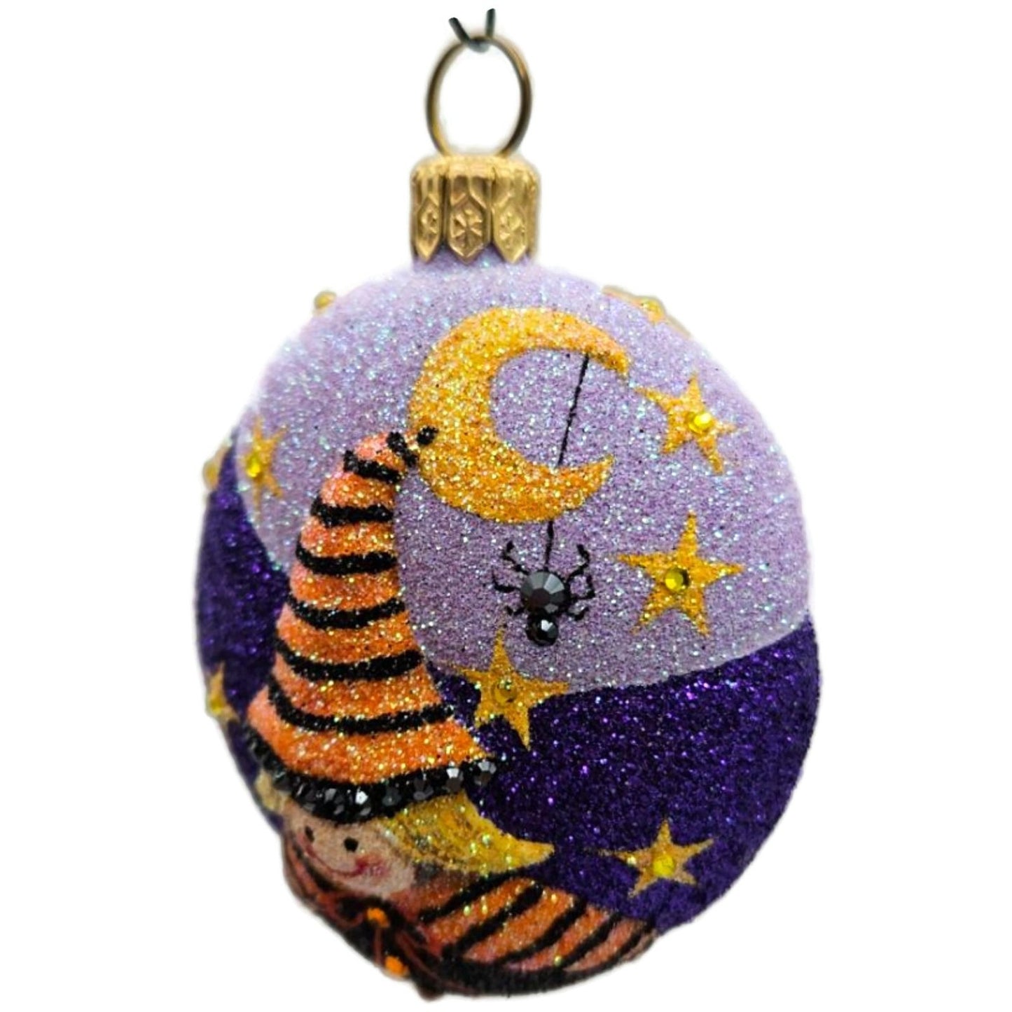 Patricia Breen Halloween Witch Medallion Jeweled Purple Moon Christmas Ornament