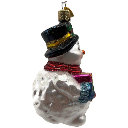 Old World Christmas Lumpy Snowman Wreath Merck Family Glass Holiday Ornament