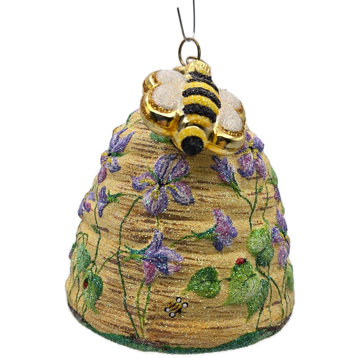 Patricia Breen Violet Beeskep Glittered Flowers Spring Christmas Tree Ornament