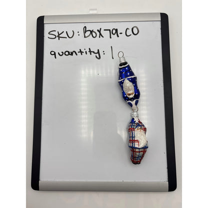 Patricia Breen Cirque de Nicoud Santa Patriotic Plaid Christmas Ornament CATZ
