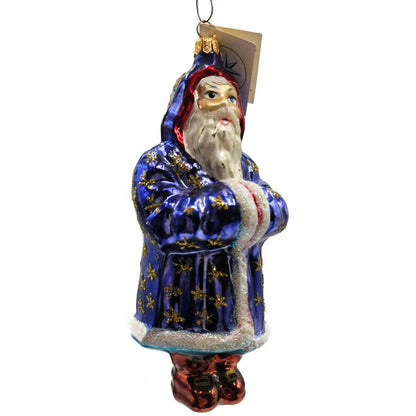 Christopher Radko Starcape Santa Claus Blue Coat Christmas Tree Ornament