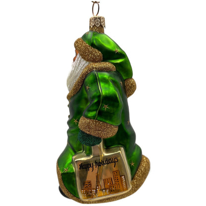 Patricia Breen City Santa Claus Green Ethnic Gold Stars Christmas Tree Ornament