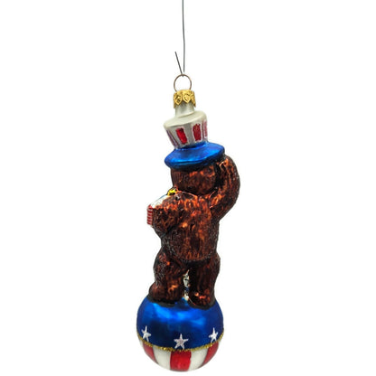Christopher Radko Teddy For President Patriotic Bear Christmas Ornament July 4th