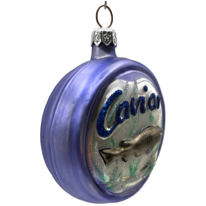 Patricia Breen Caviar Tin Lavender Violet Fish Egg Glass Christmas Ornament 9606
