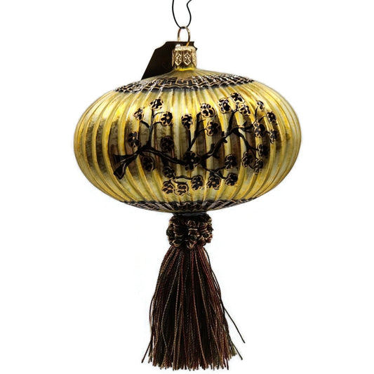 John Toole Oriental Lantern Gold Flowers Tasseled Christmas Tree Ornament
