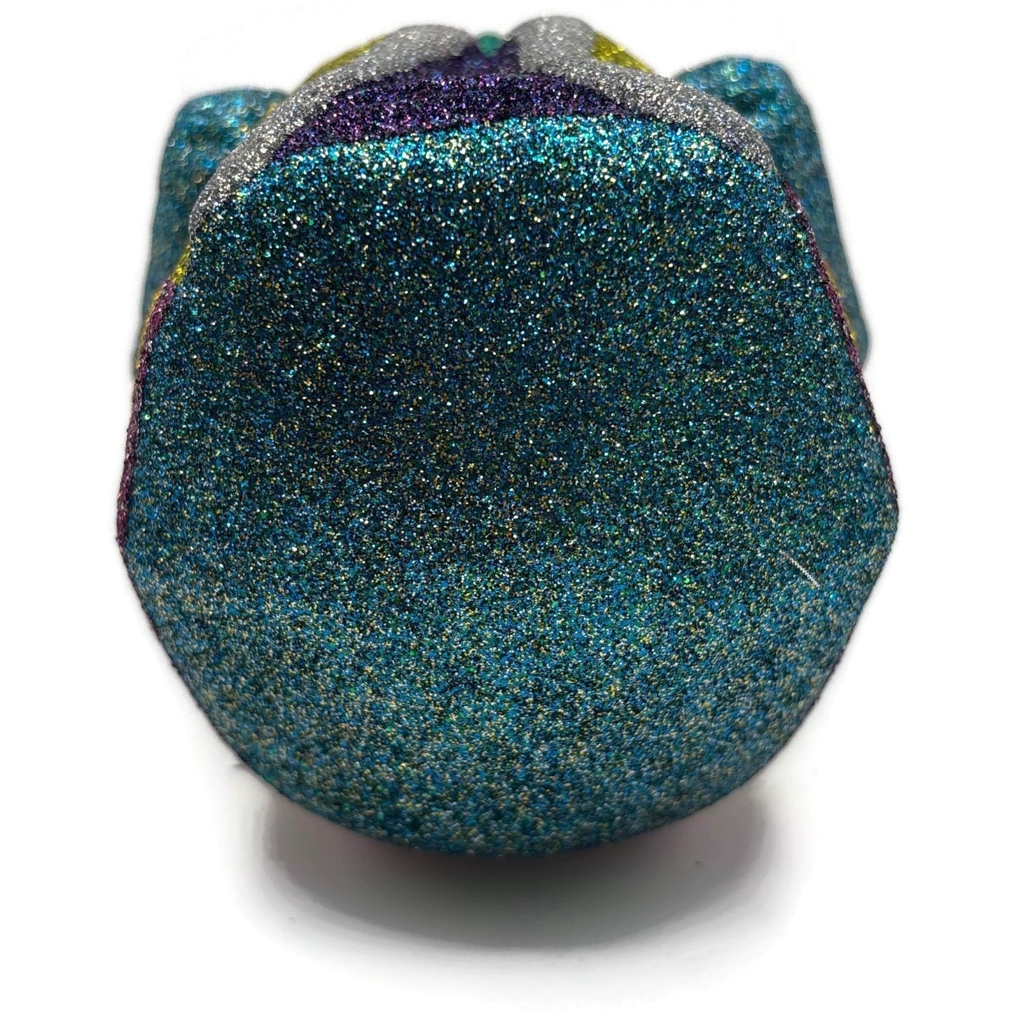 Larry Fraga Settling In Yellow Santa Claus Black Bear Glitter Christmas Ornament