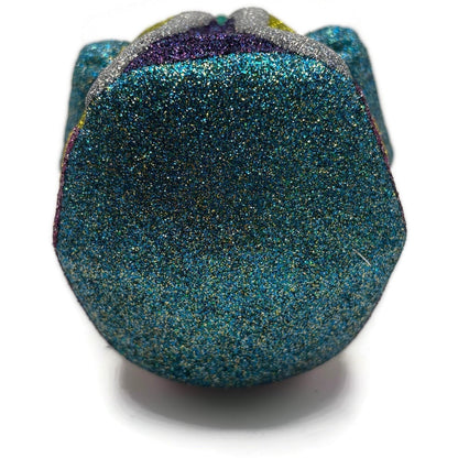 Larry Fraga Settling In Yellow Santa Claus Black Bear Glitter Christmas Ornament