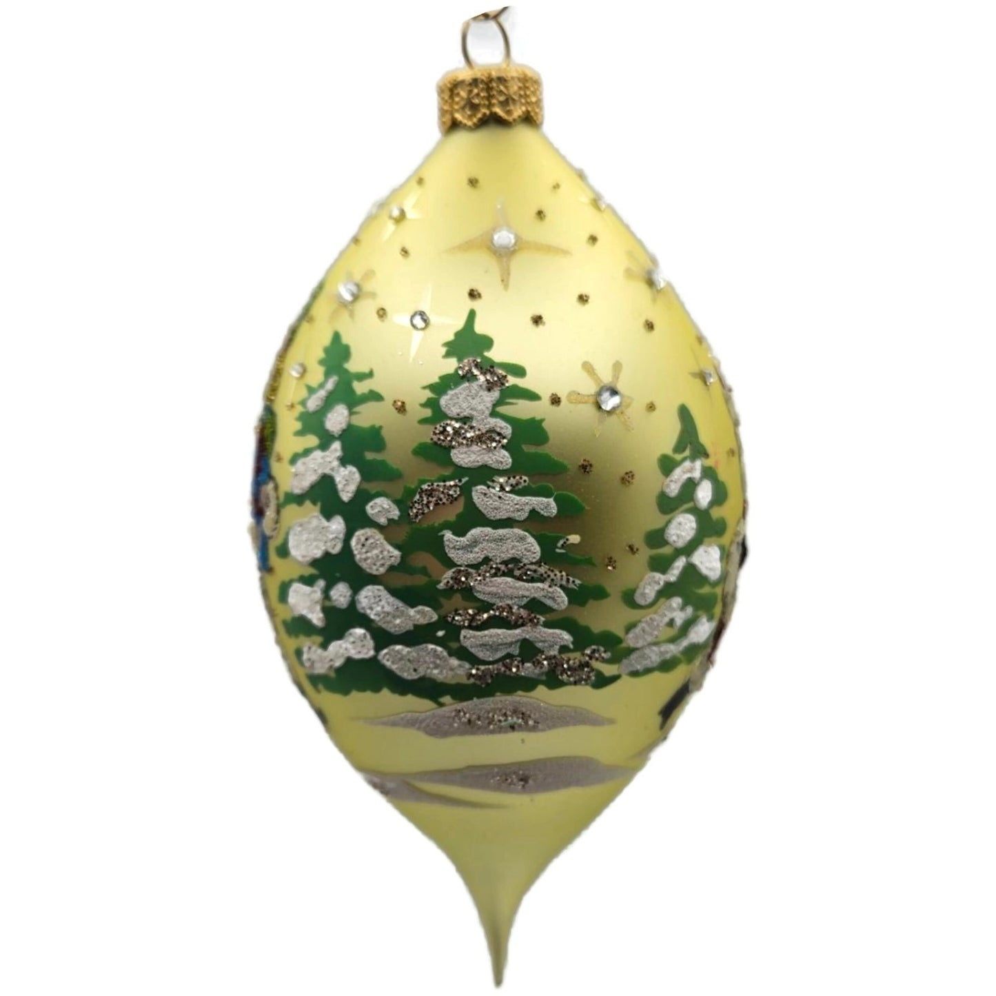 Heartfully Yours Santa Spree Yellow Jeweled Tear Drop Christmas Tree Ornament
