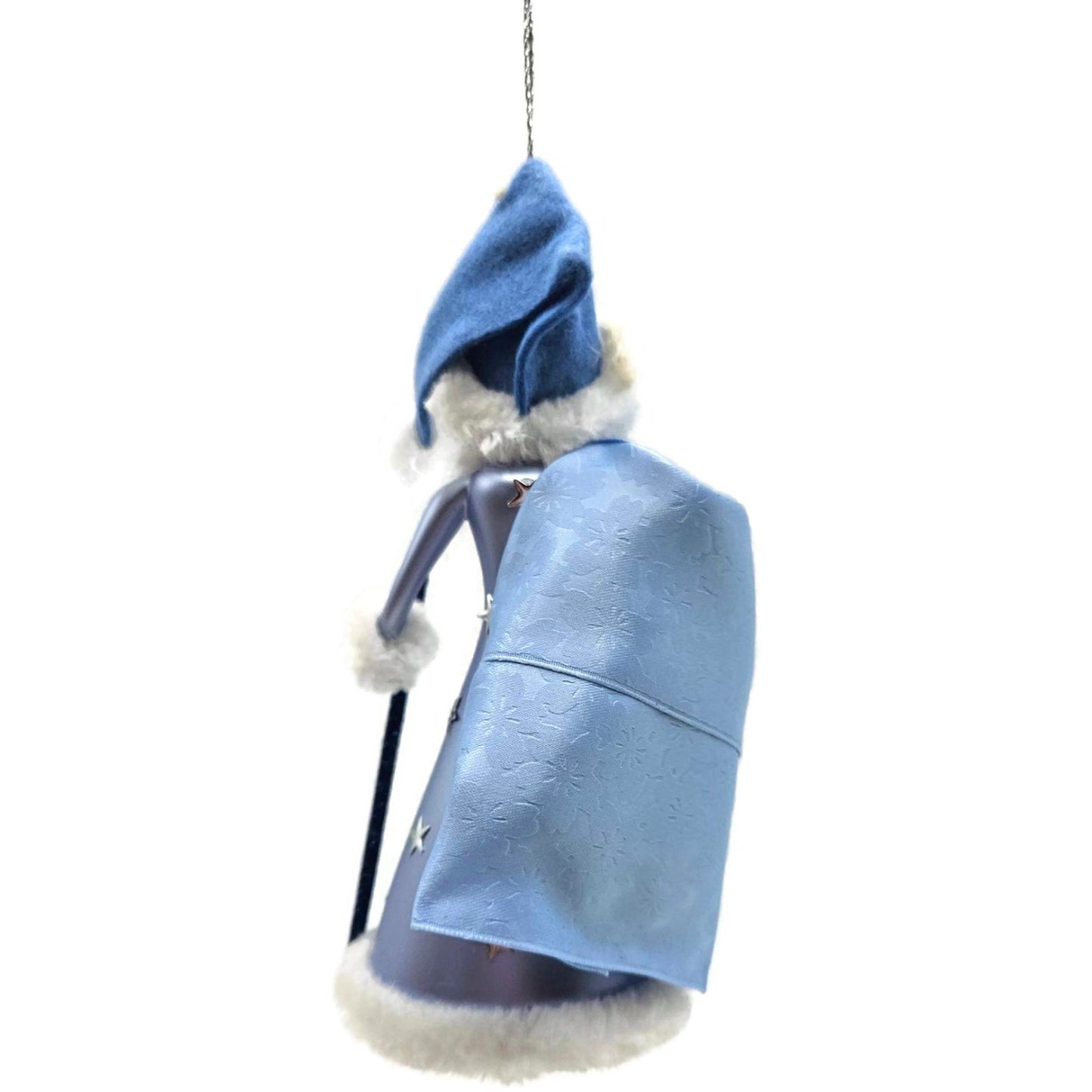 De Carlini Blue Santa With Bag Stars Italian Glass Fabric Christmas Ornament