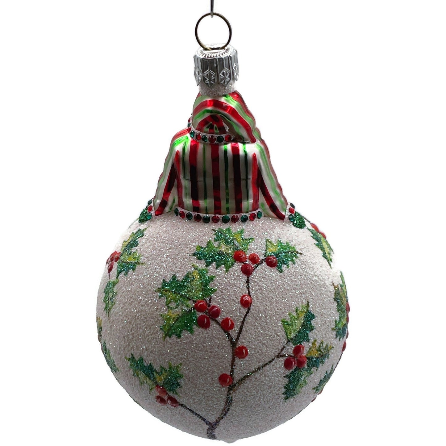 Patricia Breen Steadfast Santa Holly Red Striped Christmas Holiday Tree Ornament