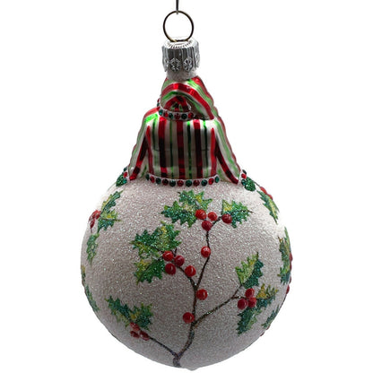 Patricia Breen Steadfast Santa Holly Red Striped Christmas Holiday Tree Ornament