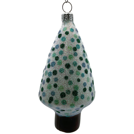 Patricia Breen Georges Tree Pearl Green Polka Dots Glittered Christmas Ornament