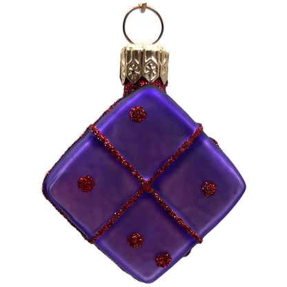 Patricia Breen Beribboned Present Purple Red Polka Dots Gift Christmas Ornament