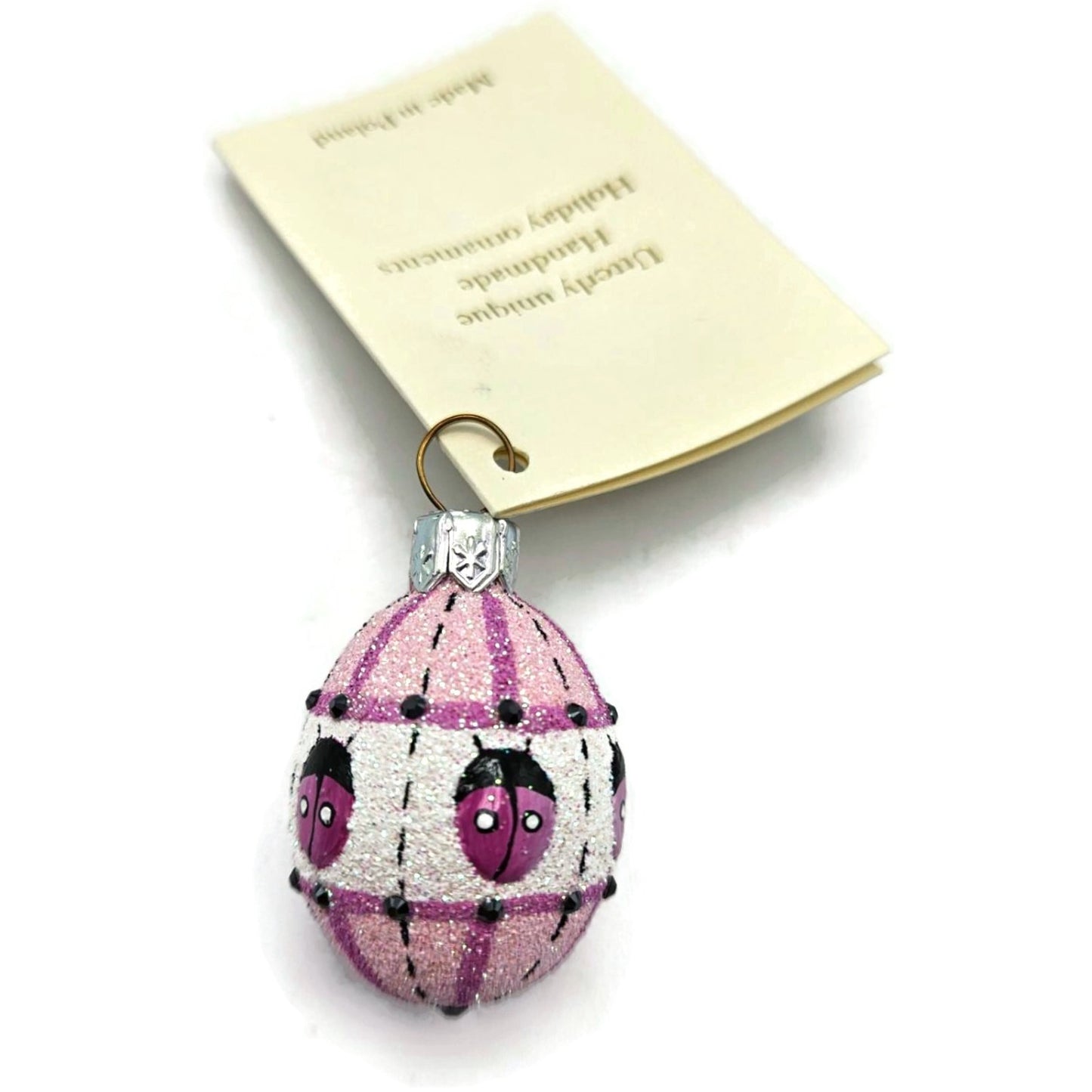 Patricia Breen Miniature Egg Surprise Ladybug Pink Easter Christmas Ornament