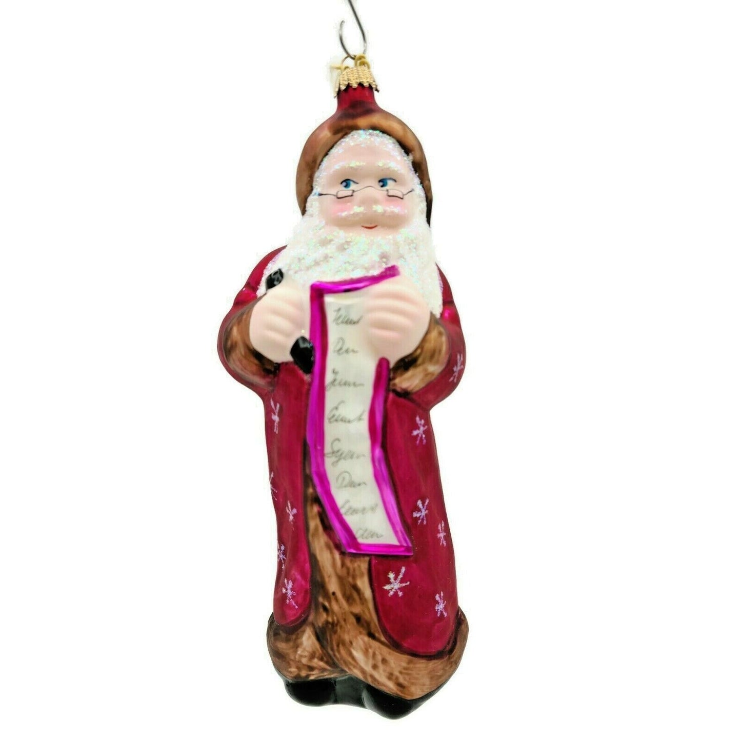 Larry Fraga Santa's List Santa Claus Snowflakes Signed Christmas Tree Ornament