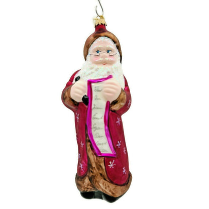 Larry Fraga Santa's List Santa Claus Snowflakes Signed Christmas Tree Ornament