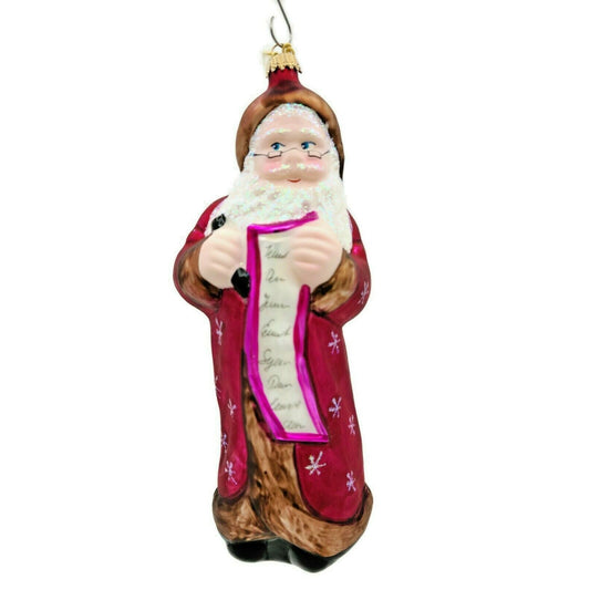 Larry Fraga Santa's List Santa Claus Snowflakes Signed Christmas Tree Ornament