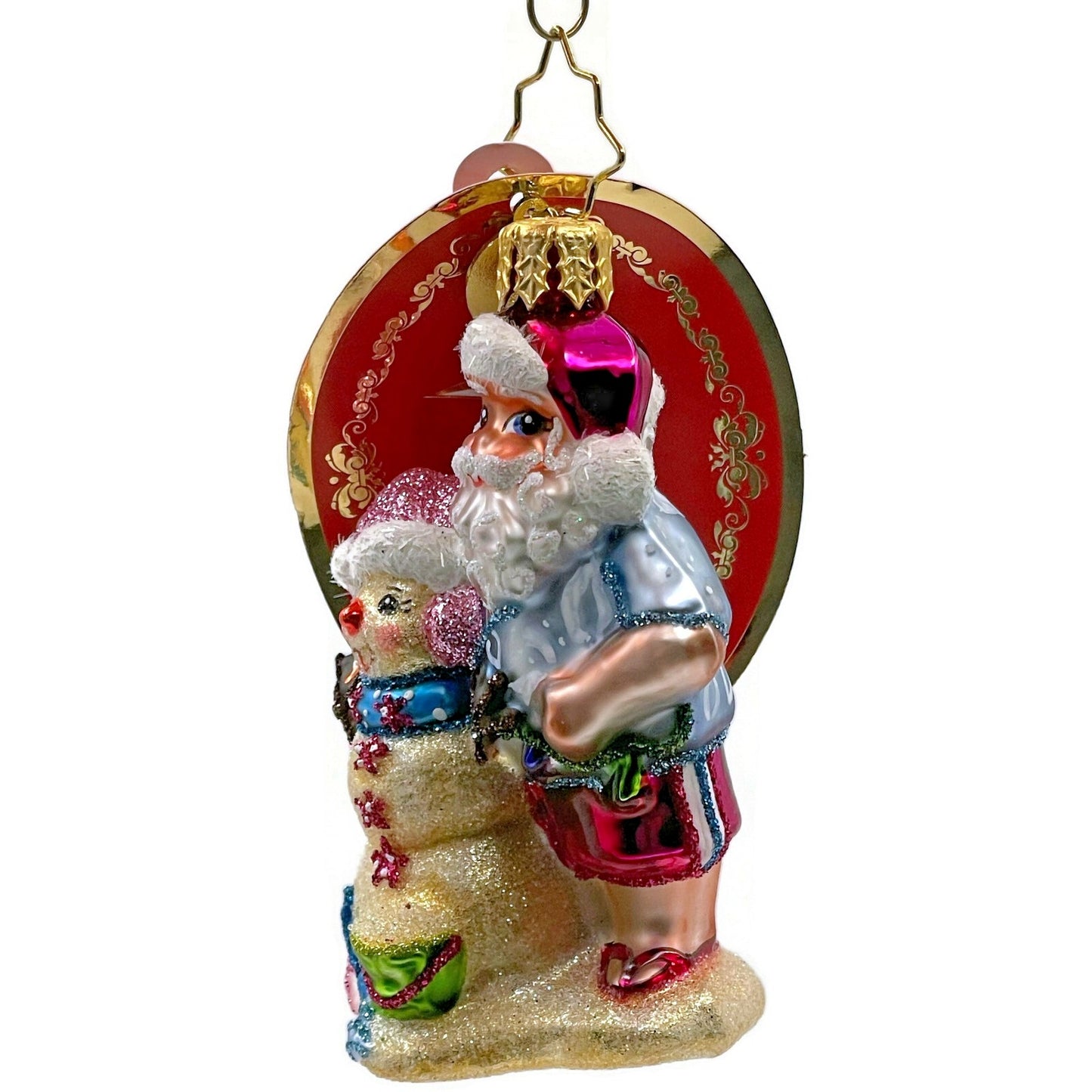 Christopher Radko Sandy Snow Team Gem Santa Claus Beach Christmas Ornament
