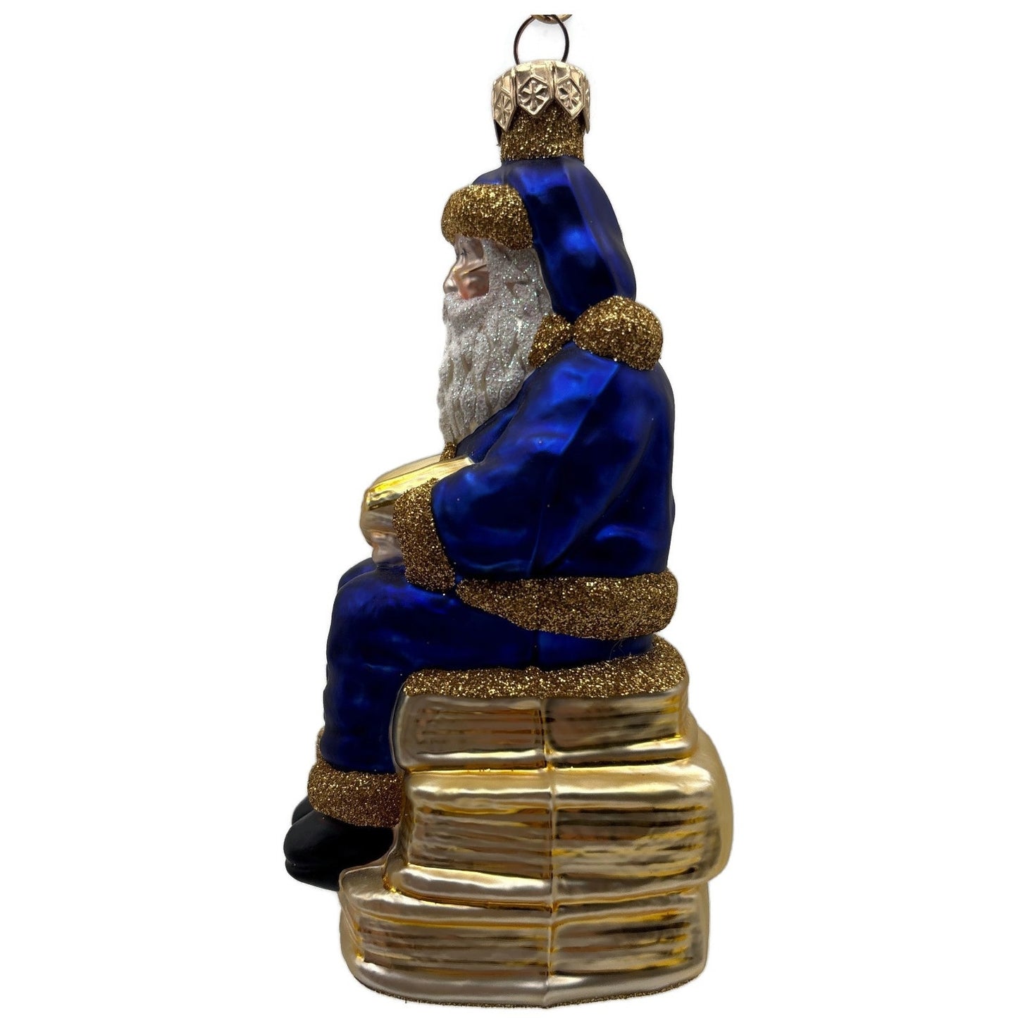 Patricia Breen Santa Reads Blue Stories Old And New Christmas Tree Ornament