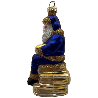 Patricia Breen Santa Reads Blue Stories Old And New Christmas Tree Ornament