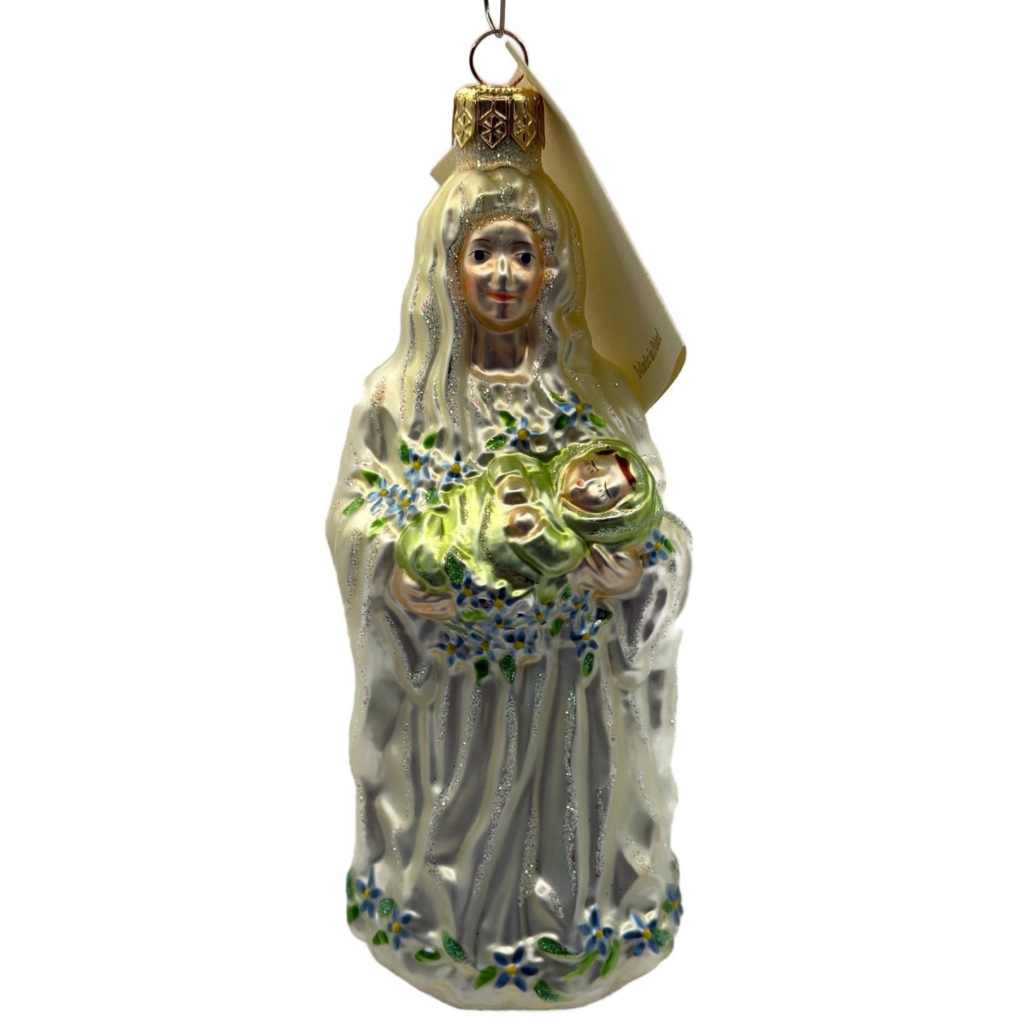 Patricia Breen Bountiful Madonna Flowers Pearl White Christmas Tree Ornament