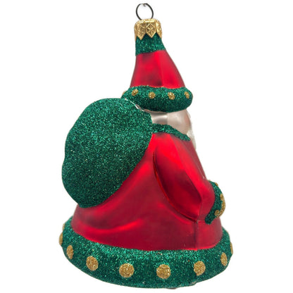 Patricia Breen Santa Delivers Gold Dotted Green Red Christmas Tree Ornament NM