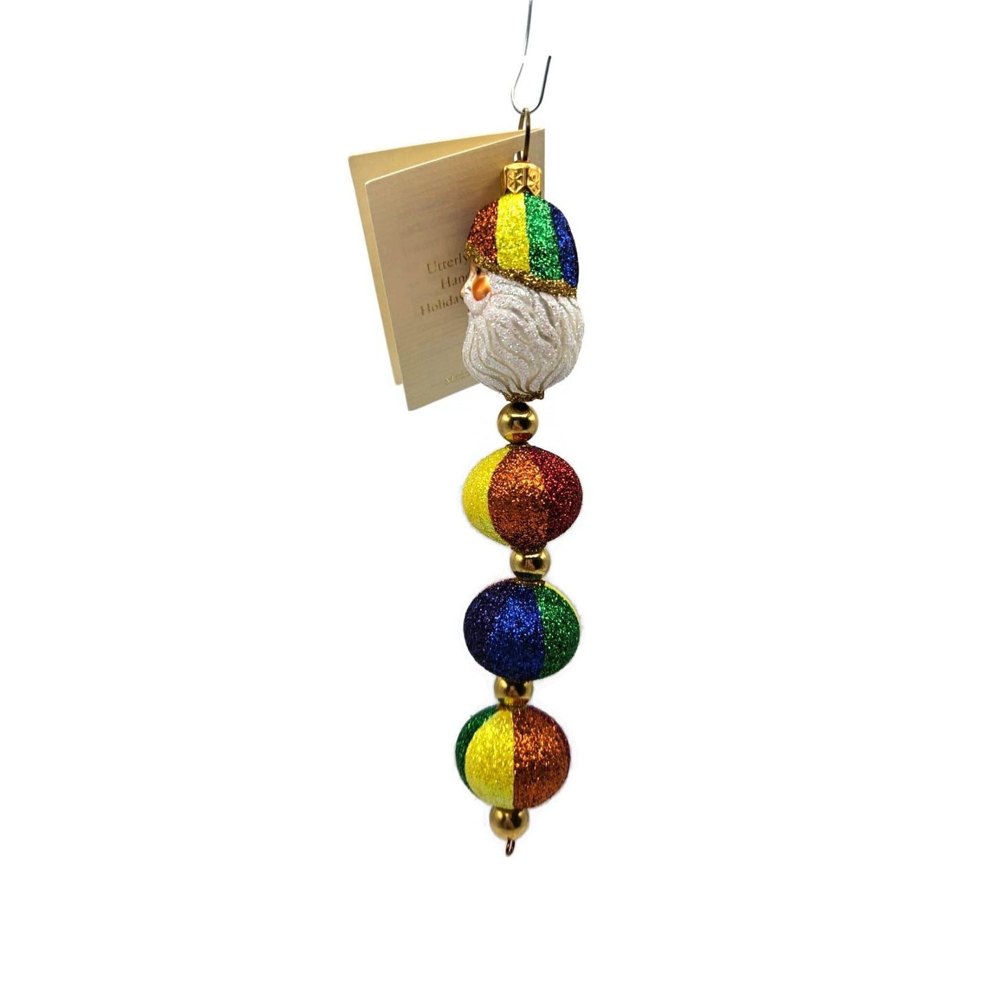 Patricia Breen Santa Claus Kinetic Icicle Rainbow Colors Christmas Tree Ornament