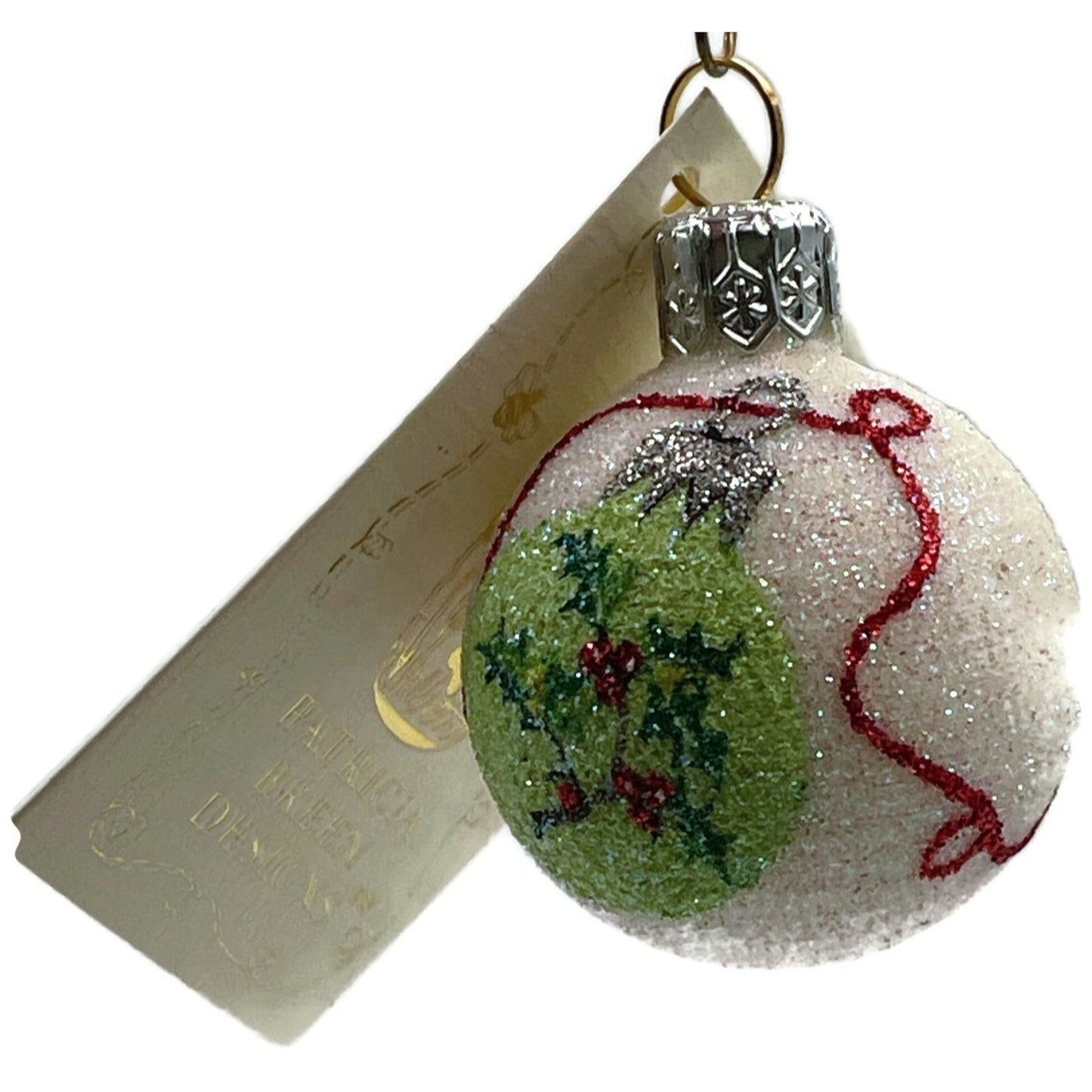 Patricia Breen Studio Gift Ball Holly Berry Pearl Christmas Tree Ornament