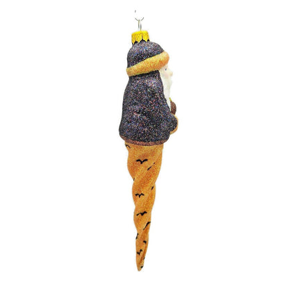 Larry Fraga Halloween Santa Claus Bat Glittered Glass Christmas Tree Ornament