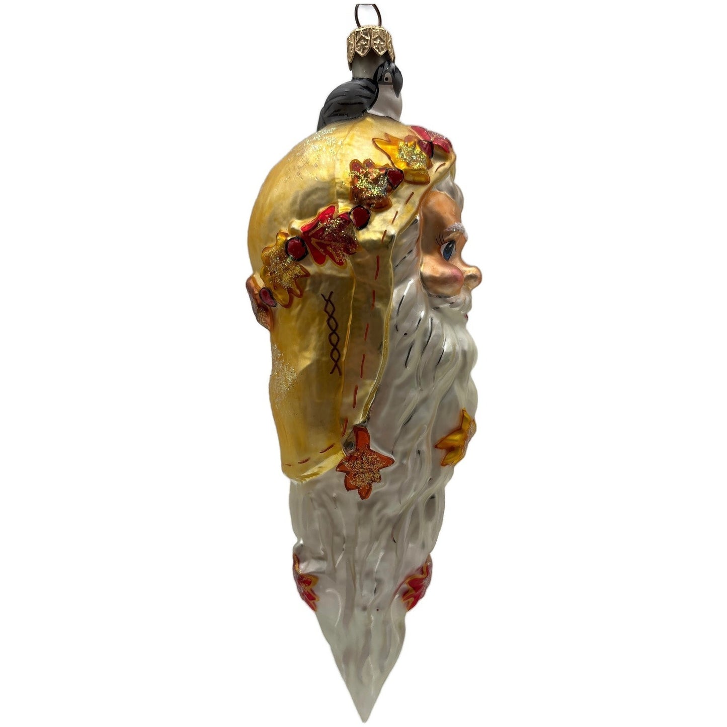 Christopher Radko Santa Cicle Glass Head Fall Leaves Christmas Ornament 997120
